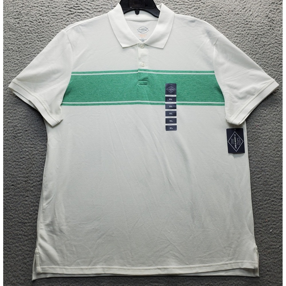 St. John's Bay Golf Polo Shirt‎ Mens XL Multi Diagonal Chest Stripe Performance